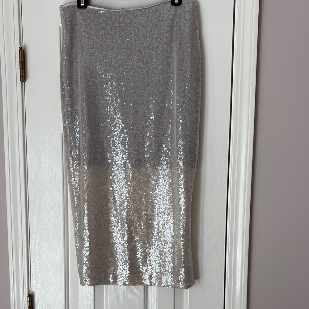 J. Crew Silver Sequin Pencil Skirt